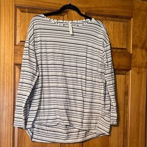 Lululemon Athletica Black and White Striped Long Sleeve Top